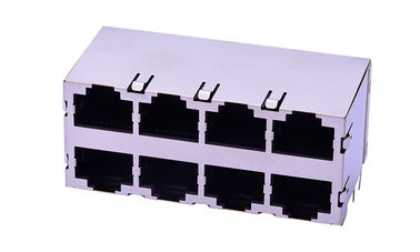 Dubbellaag RJ45 Netwerkconnector Socket 8 Port 8p8c 90 graden