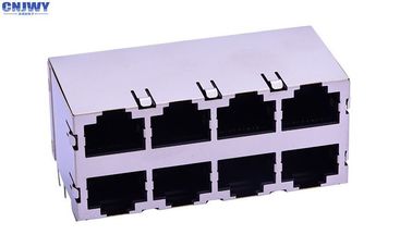 Dubbellaag RJ45 Netwerkconnector Socket 8 Port 8p8c 90 graden