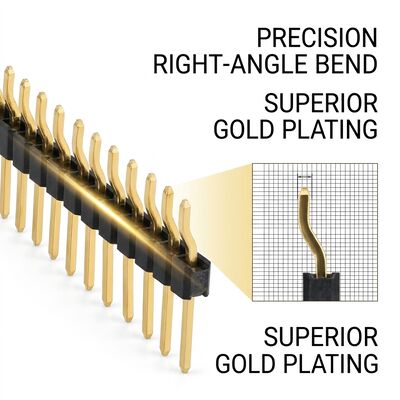 Dubbele Rij Haakse Mannelijke Pin Header Connector 2.54mm Pitch 90 Graden PCB 80-Pin Through-Hole