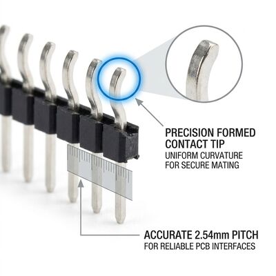 Rechthoekige enkele rij mannelijke pin header connector 2,54 mm pitch 90 graden PCB doorvoergat
