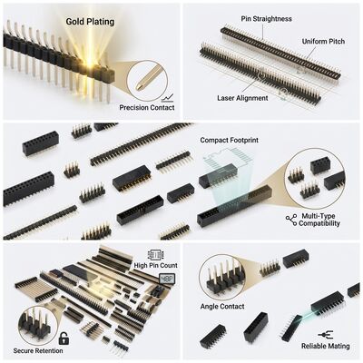 Dubbele Rij Rechte Mannelijke Pin Header Connector 2.54mm Pitch PCB Doorsteekbevestiging 80-Pin Configuratie