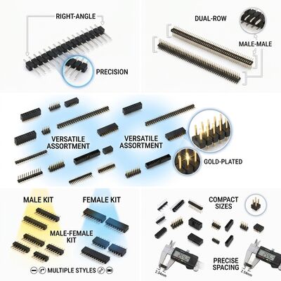 Dubbele Rij Rechte Mannelijke Pin Header Connector 2.54mm Pitch PCB Doorsteekbevestiging 80-Pin Configuratie