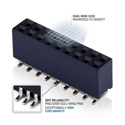 Automotive Grade 2.54MM Dual Row Female Header Connector Gold Flash PA9T High Vibration PCB door gat IP67