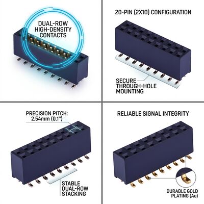 SMT Surface Mount 1.27MM Steek Female Header Connector Dubbele Rij Goud Flash PA6T PCB Assemblage