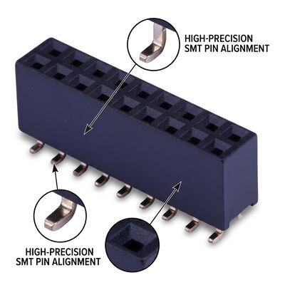 SMT Surface Mount 1.27MM Steek Female Header Connector Dubbele Rij Goud Flash PA6T PCB Assemblage