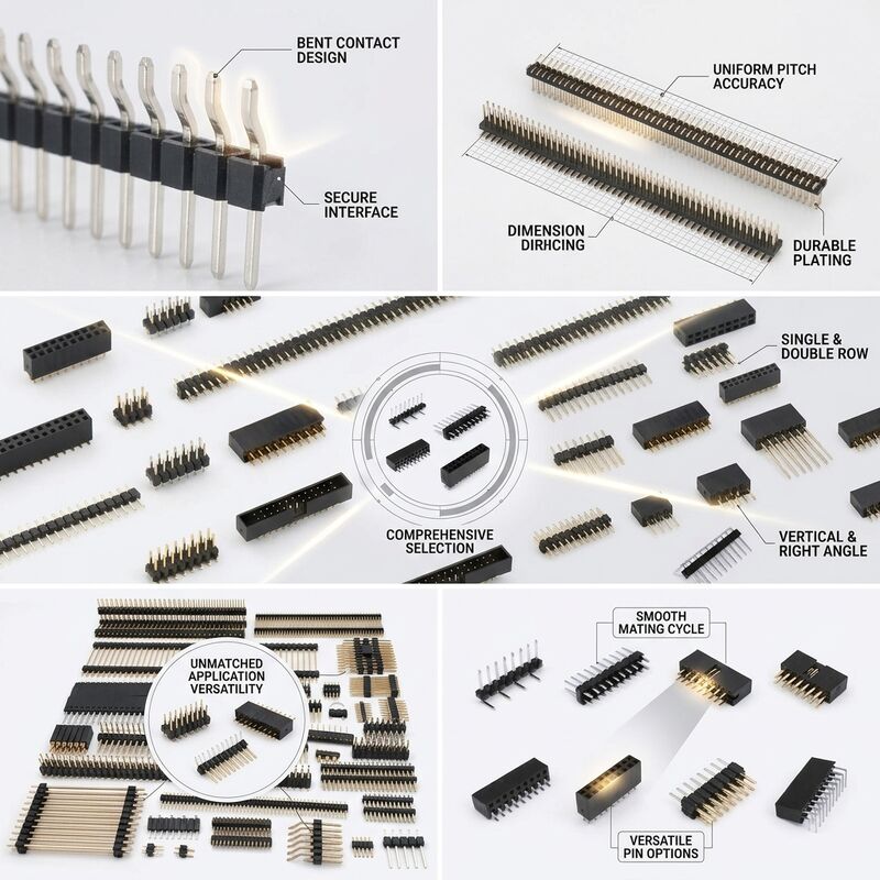 Rechthoekige enkele rij mannelijke pin header connector 2,54 mm pitch 90 graden PCB doorvoergat