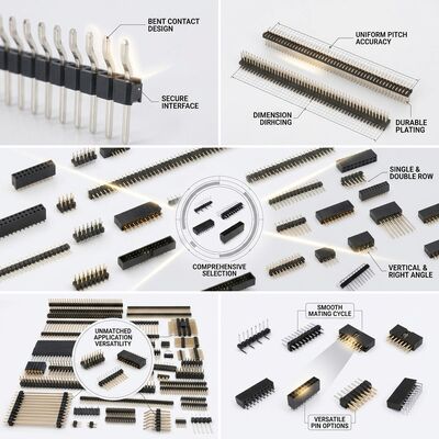 Rechthoekige enkele rij mannelijke pin header connector 2,54 mm pitch 90 graden PCB doorvoergat