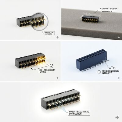 Hoge Dichtheid 40-Pin 2.54MM Dubbele Rij Vrouwelijke Header Connector Goud Flash PA6T Databus PCB Through Hole