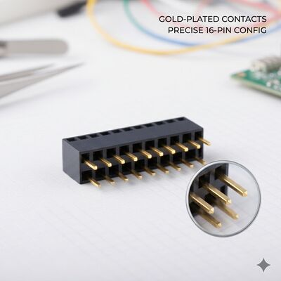 Verhoogde hoogte 8,5 MM 2,54 MM Pitch Dubbele Rij Vrouwelijke Header Socket Goudflits PA6T Through Hole Staande Connector