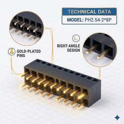 2.54mm Pitch Drievoudige Rij Vrouwelijke Header Connector 3x40P Through Hole Gold Flash PA6T